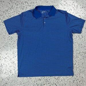 Nike Men's Golf Tour Performance Blue and White Striped Dri-Fit Polo Shirt XXL